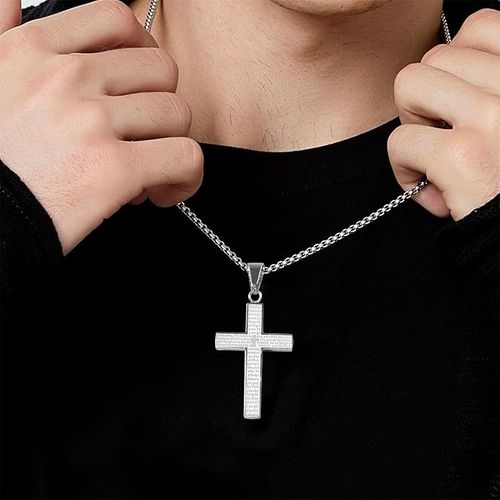 Necklace with a cross and the Lord's Prayer.
