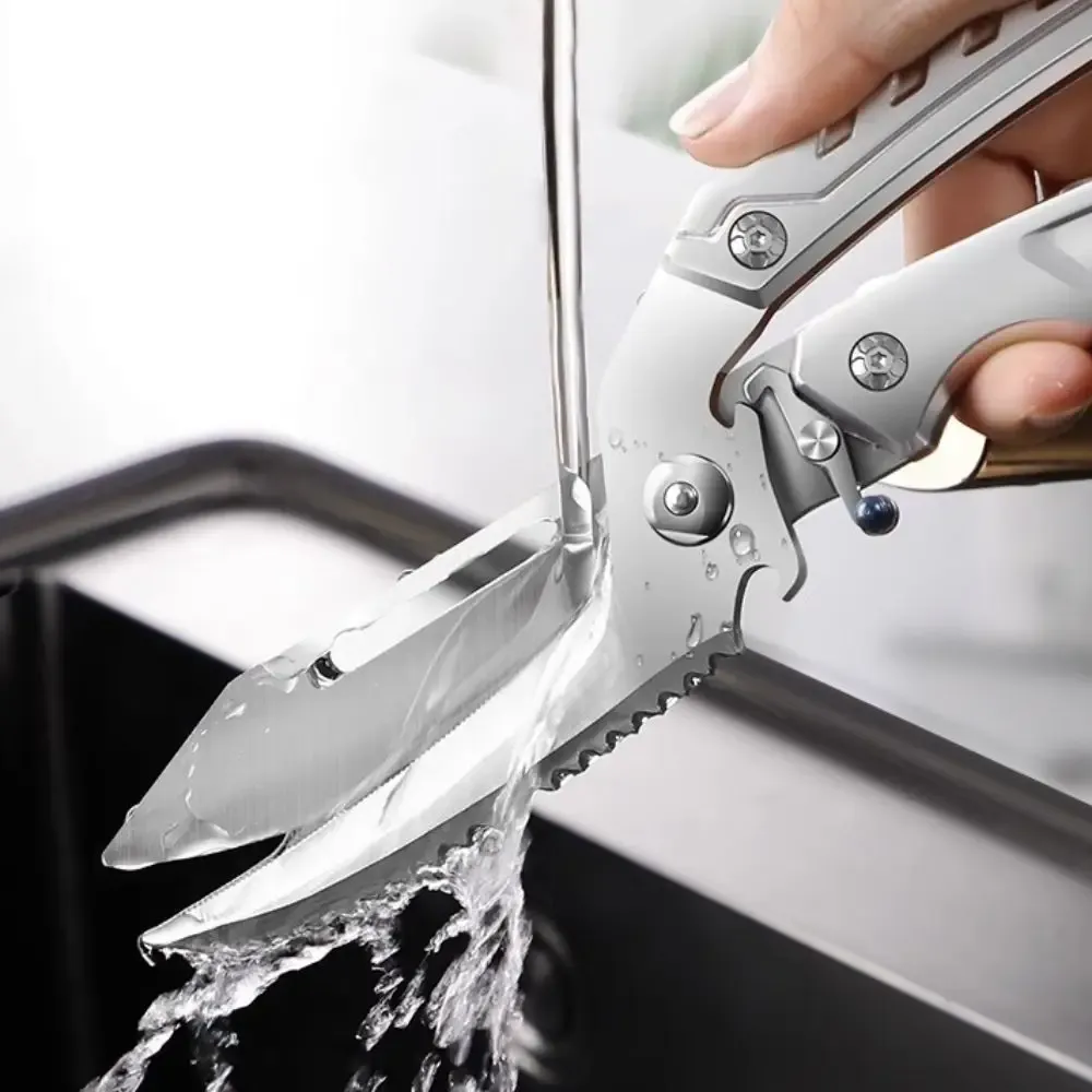 Peeler Removable Scissor with Safety Buckle Non-slip Handle Kitchen Scissor Stainless Steel Food Scissor Outdoor