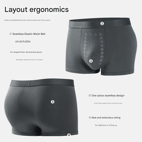 3 PIECE Men's 7A-grade antibacterial four-cornered underwear