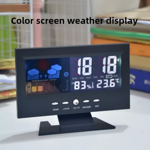 Electronic Alarm Clock Digital Alarm Clock Weather Station Time Temperature Humidity Display Clock with USB Cable