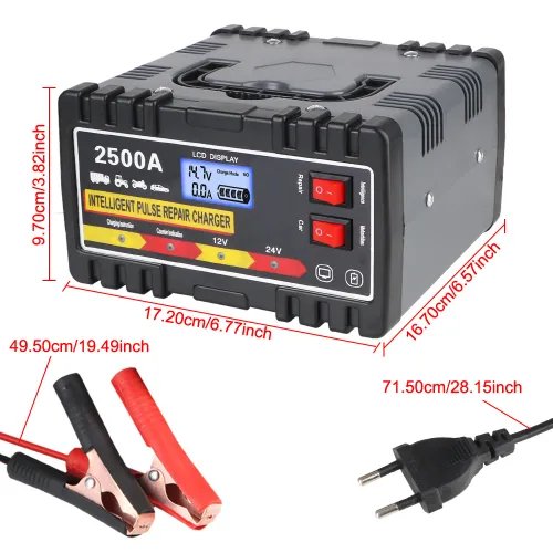 Digital LCD Display Intelligent Pulse Repair Charger 12V 220W Fast Charger EU Plug For Car Motorcycle Lead-acid Battery