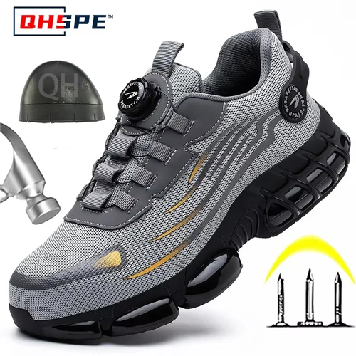 Men's Safety Shoes Protection And Elastic Safety Boots Fashionable Casual Shoes Breathable Odor Protection Men's Work Shoes