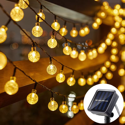 5m 20-LED Solar Crystal Bubble Ball String Lights (2.3cm bulb diameter) — Outdoor lighting for gardens, weddings, parties, and street decoration