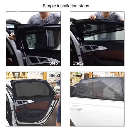 Pack of 4 Black Car Sun Shade Side Window Curtains | UV Protection & Privacy Curtains
