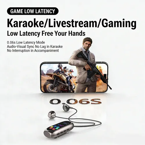 Karaoke headphones with a display screen