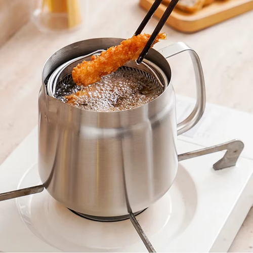 2.0L Stainless Steel Oil Filtering Pot — Multi-purpose pot for oil filtering, deep-frying, and cooking.