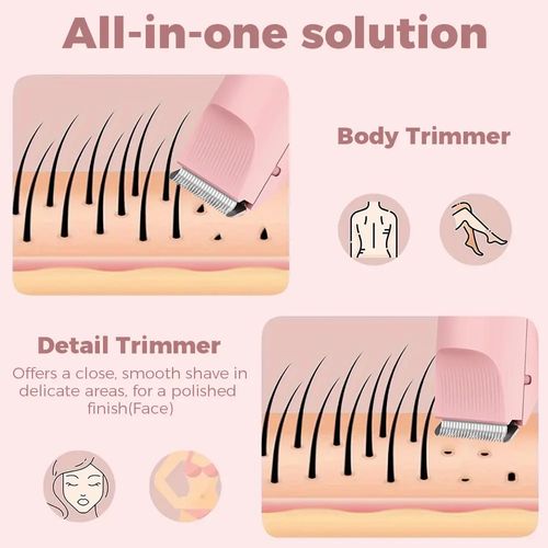 Women's Electric Bikini Trimmer & Body Shaver Dual Head Ceramic Blades Painless Wet Dry Use for Face Body Quick Smooth Cordless USB Fast Charge Gift