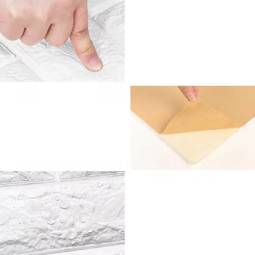 4PCS Foam Panel Tile Brick Wall Sticker D Effect Foam Panel Soft Soft Foam Decoration Visually Stunning Feature Wall