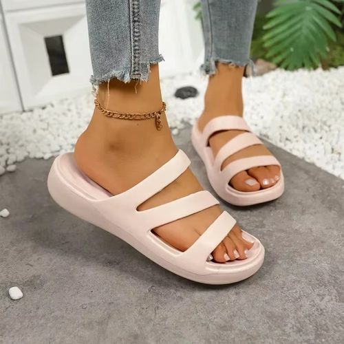 Summer New Round Head Thick Bottom Comfortable Casual Slippers Fashionable Hot Selling Sexy Elegant Flat Slippers for Women