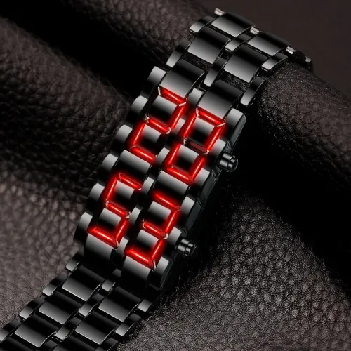 LED Display Electronic Watch Novelty Red Blue LED Lava Digital Wristwatch For Women Men