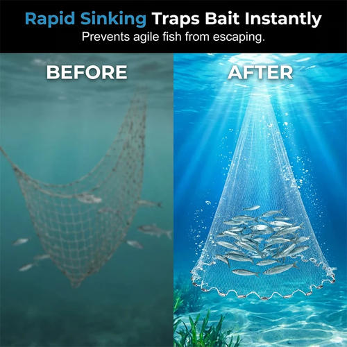Easy-Throw Cast Net – Heavy-Duty Mesh, Rapid Sinking, Versatile 🌊