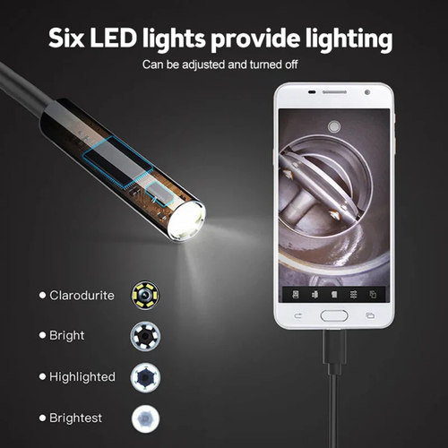 3 In 1 Endoscope Camera (2 Metre)Type-C With 6 LEDs, HD Mini Inspection Tool