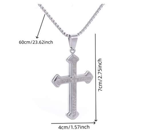 High Quality Stainless Steel Religious Cross Pendant Necklace Punk Fashion Men's Retro