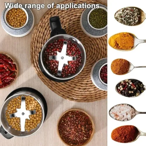 500ML Electric Grinder Stainless Steel 8 Leaf Blade Portable Handle Multifunction Spice Mill