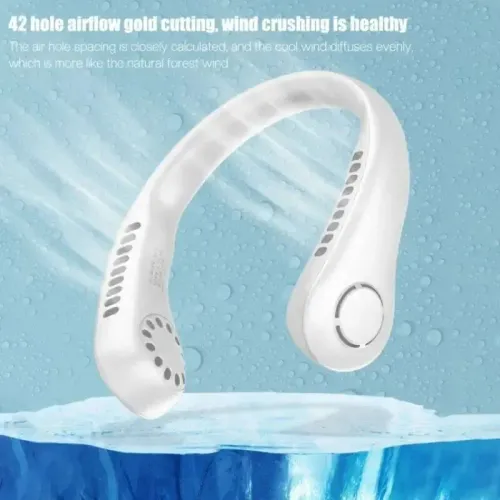 2026 Long endur New Mini Neck Mounted Fan Portable Bladeless Neck Rechargeable Air Cooler 3 Speed Mini Summer Sports Fan Outdoor