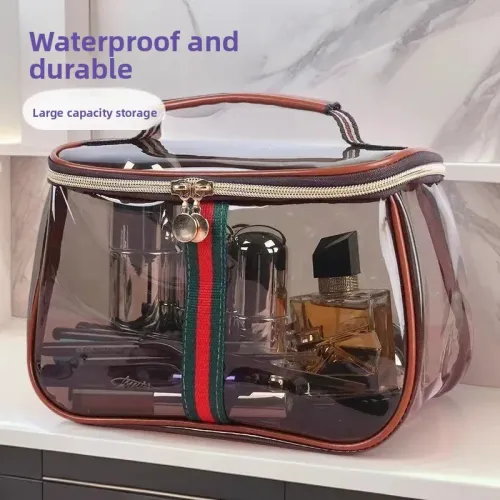 Transparent Large Capacity Waterproof PVC Makeup Bag Portable Toiletry Bag Luxury Sensation Handheld Cosmetic Bag
