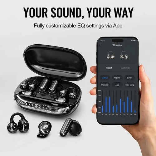3-IN-1 Chargeable Wireless Audio Headset Combo - Portable Stereo Headphones with Power Bank Case, 6-Piece Electronic Set (In-Ear, Clip-On, Sleep) for Calls Gaming
