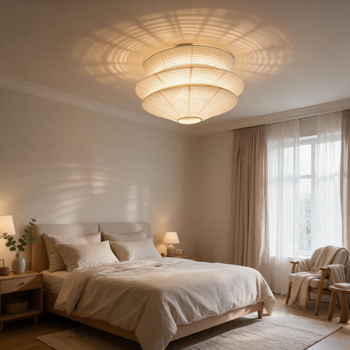 Modern Rattan and Paper Pendant Light – Suitable for Living Rooms, Bedrooms, and Dining Rooms