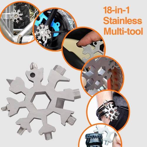 18-in-1 Snowflake Multi Tool Outdoor Camping Travel Camping Adventure Daily Survival Tools Stainless Screwsdriver Bottle Opene