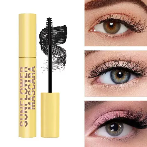 Waterproof sweat resistant long lasting mascara formulated with natural fibers to lengthen curl  volumize available in two shades Black and Brown