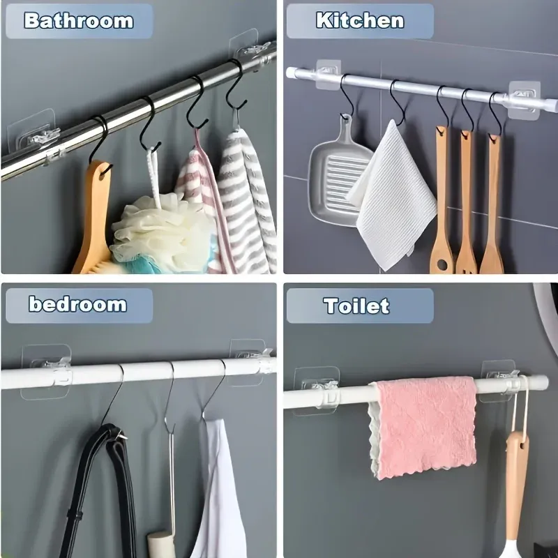 20Pcs Self Adhesive Hooks Punch-free Curtain Rod Clip Hook Window Curtains Wall Hanging Holder Household Clamp Fixed Clip