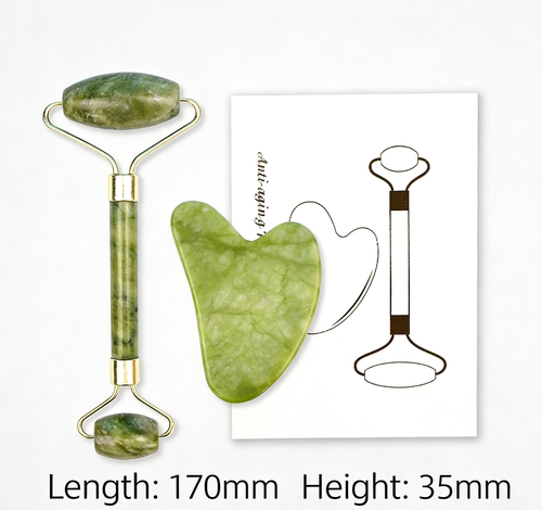 The Secret to Glowing Skin - 100% Natural Jade Roller & Gua Sha Set for Face Lifting