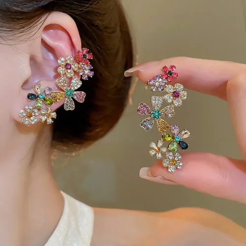 Elegant Colorful Flower Earrings Lightweight Dainty Jewelry for Women