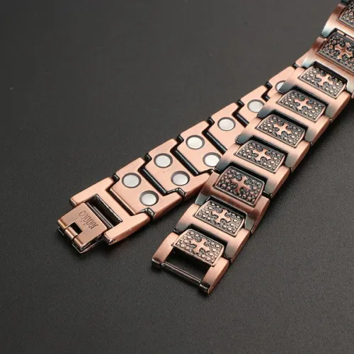 Mens Copper Magnetic Bracelets, Cross Pure Copper Bracelet with Double-Row Strength Magnets for Men Husband Dad Christmas Gifts