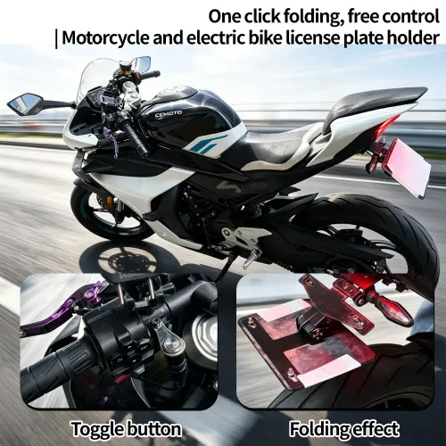 2026 NEW automatic folding license plate holder,motorcycle, turn over one-button start