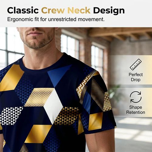 Men's 3D Geometric Print Crew Neck Shirt