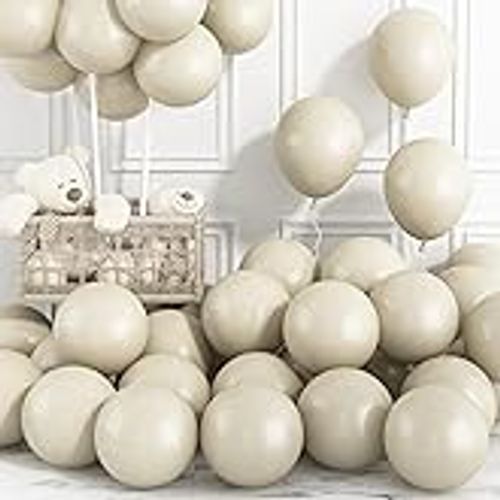 12 Inch 100 Pcs Beige Balloon Boho White Latex Cream Balloons