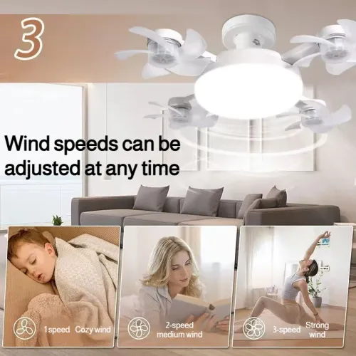 Folding Household Energy Saving Drone Fan Light Silent Operation Ceiling Fan Light