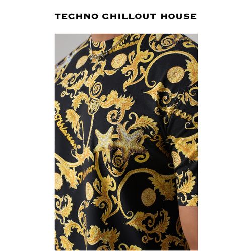 Men's Summer Short-Sleeve Shirt with Gold-Tone Luxe-Style Pattern