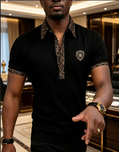 New Summer Fashion Light Luxury Handsome Short sleeved POLO Shirt Men's Casual Business Lapel Top