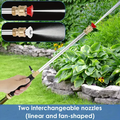 Heavy duty high-pressure cleaning spray bar with two nozzles - a multifunctional garden hose for car and yard cleaning.