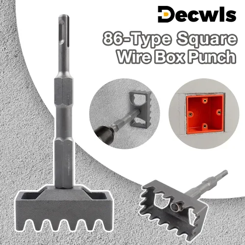 86 Type Wire Box Socket Punch, Home DIY Professional Wall Rectangular Slotting Tool, Suitable for Electric Hammer, Electric Pick