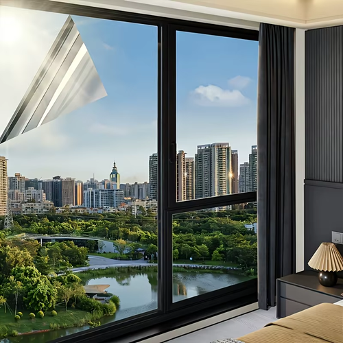 5pcs No Glue Static Cling Window Heat Insulation Film Sun Blocking Cooling Privacy Glass Sticker for Living Room Bedroom Balcony