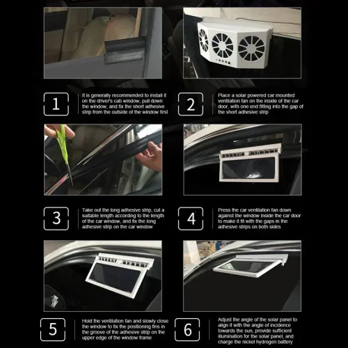 Universal Solar Power Energy Three Fans Electric Car Vehicle Window Cooling Mounted Exhaust Car Fans
