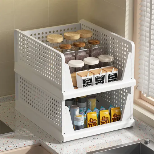 large Stackable Storage Basket Plastic Folding Closet Organizers Storage Box Wardrobe Drawer