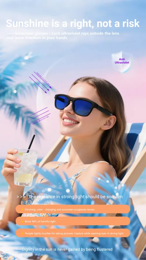 Bluetooth Touch-Dimming Glasses Multifunction Electrochromic Glasses AI Intelligent Translation HD-calling Music Player