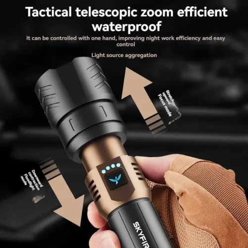 High-powered flashlight, ultra-bright laser, outdoor spotlight, long-range laser beam for patrolling