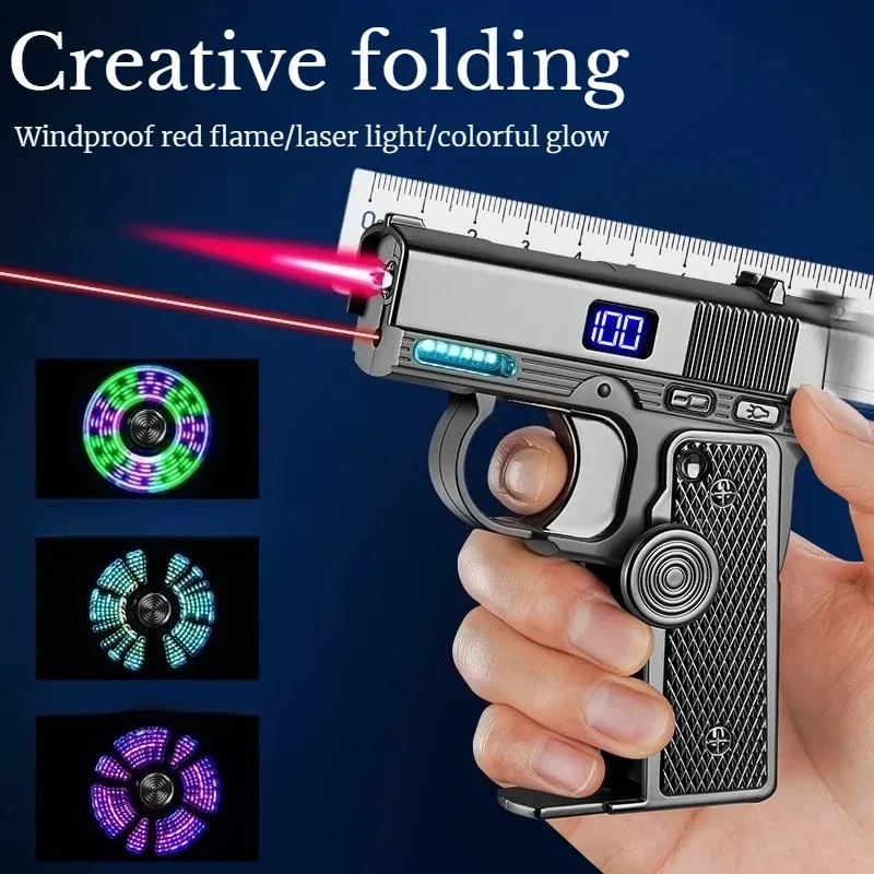 New Creative Multi-Functional Folding Lighter Dual-form Spinner Stress Relief Lighters Gun