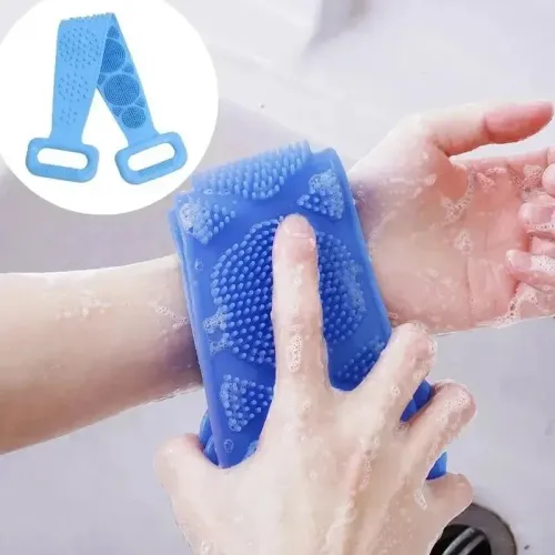 4pcs Body Sponge Silicone Back Brushes Bath Towels Scrubber Rubbing Back Peeling Massage Shower Belt Extended Skin Clean Brushes