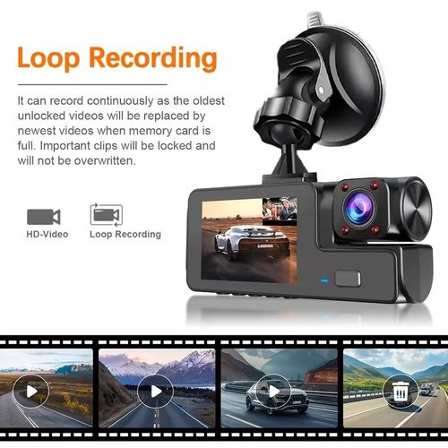 Dual camera driving recorder with infrared night vision ring recording and 2-inch IPS screen