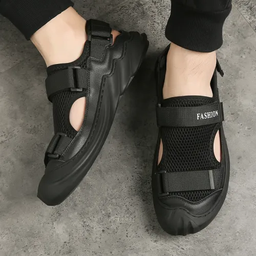 Summer New Men's Sandals Leather Breathable Mesh Sandals Outdoor Casual Portable