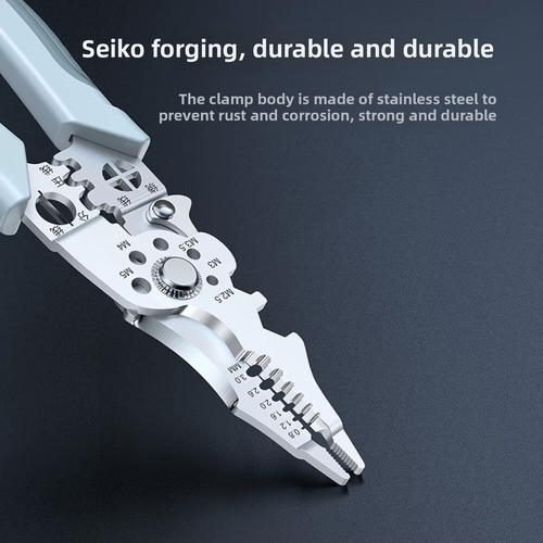 Multi Functional Industrial Wire Stripper Cutter Crimper Heavy Duty Stainless Steel Electrical Pliers Ergonomic Grip