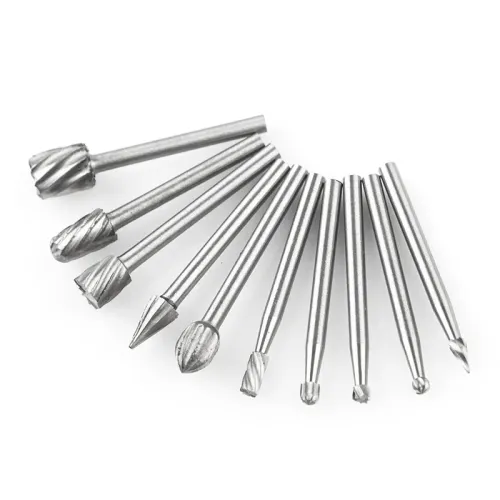 10pcs HSS Rotary File For Steel Milling Cutters For Metal Rat-tail File Hard Metal Rotary File Set Compatible Woodworking Tool