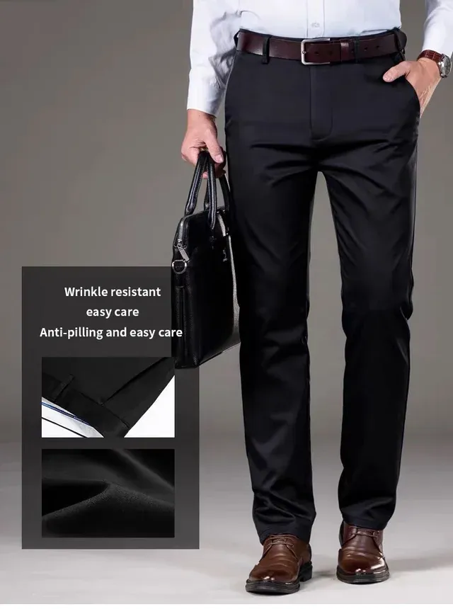 Men's Ice Silk Suit Pants - High Elasticity, Breathable, Wrinkle-Free