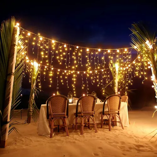 6M 96Leds Solar lcicle string Lights 8 Lighting Modes Outdoor Eaves Decoration