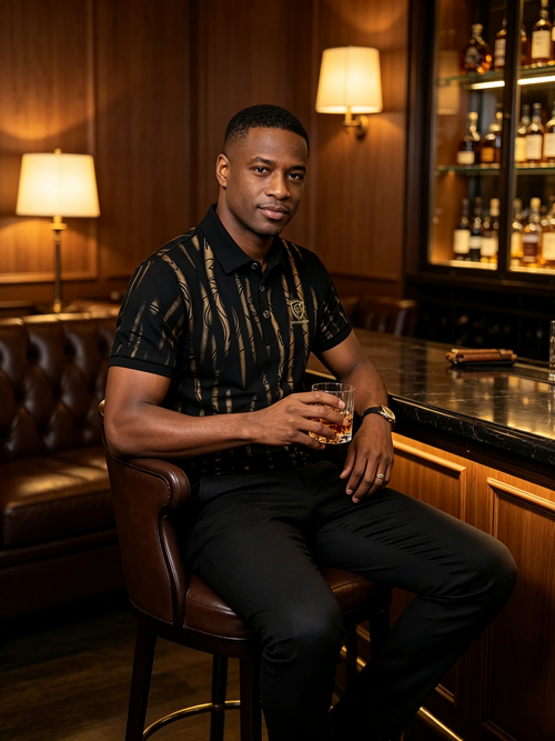 Gold flowing high-end men's T-shirt